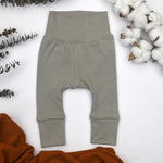 Earthy Organic Cotton High Waist Baby Pants, Slate Grey - 