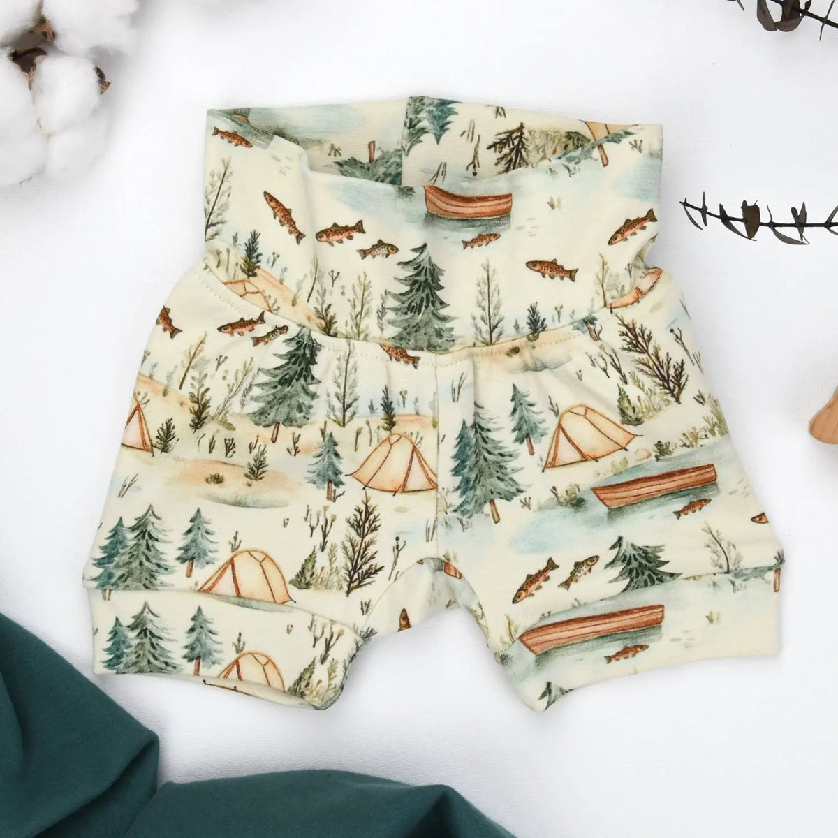Earthy Organic Cotton High Waist Baby Shorts, Everett - 