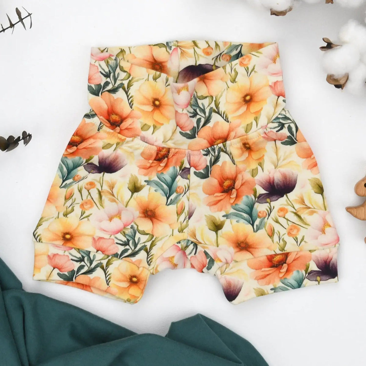 Earthy Organic Cotton High Waist Baby Shorts, Lilly - 