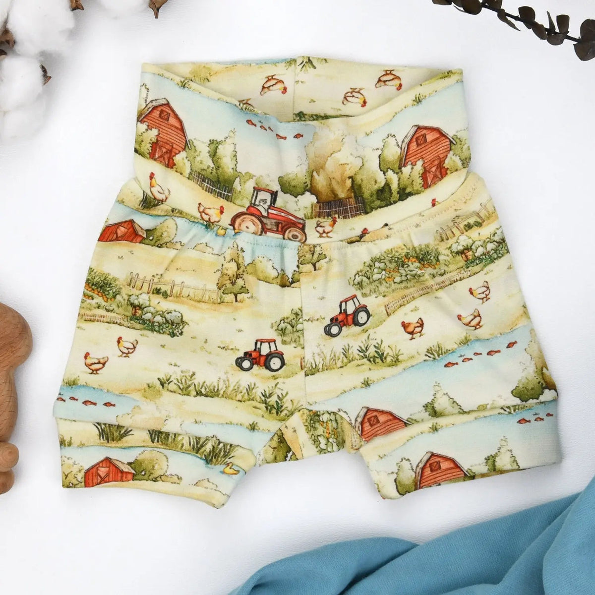 Earthy Organic Cotton High Waist Baby Shorts, Ranger - 