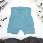 Earthy Organic Cotton High Waist Baby Shorts, Sky - 