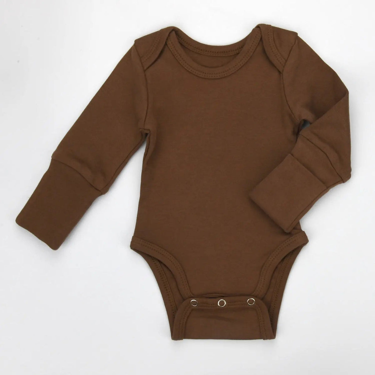 Earthy Organic Cotton Long Sleeve Baby Bodysuit, Bark - 