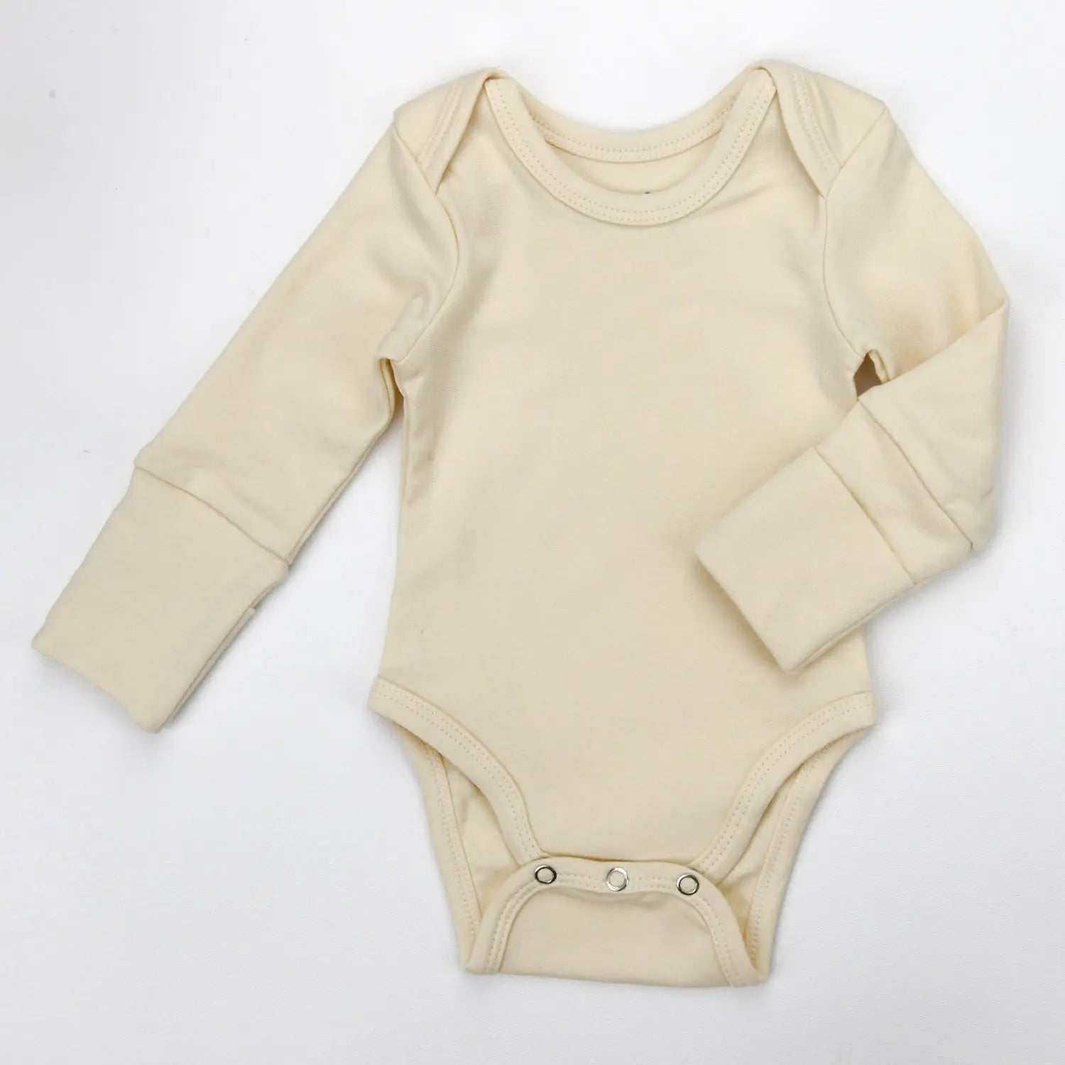 Earthy Organic Cotton Long Sleeve Baby Bodysuit, Natural - 