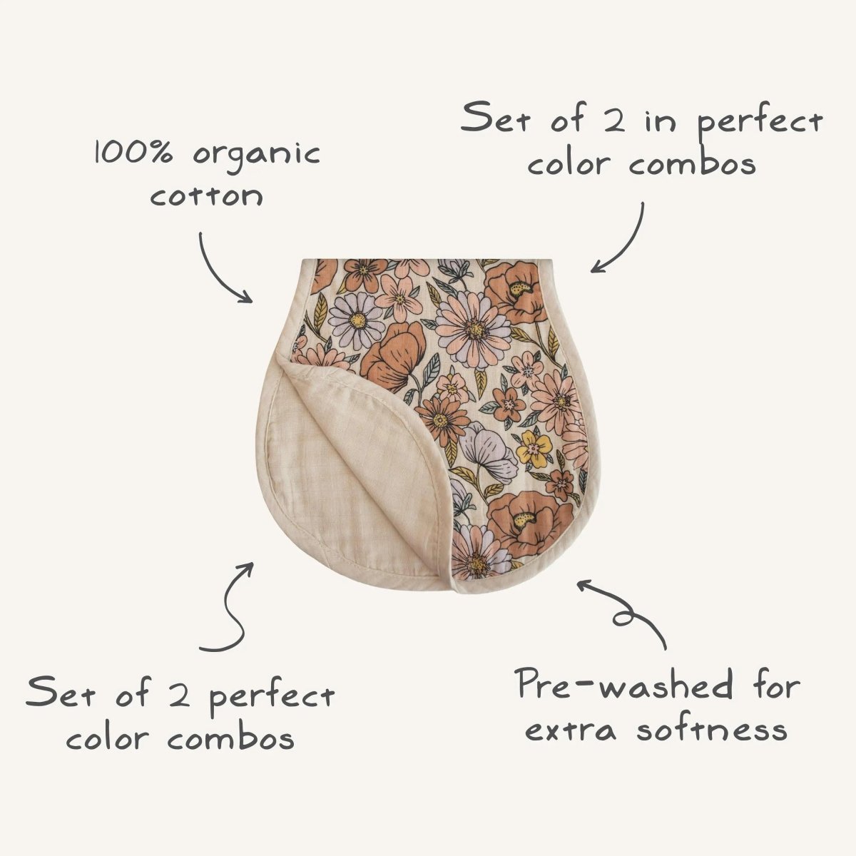 Mushie Organic Cotton Muslin Burp Cloth 2 Pack - Everetts Place Boutique - 