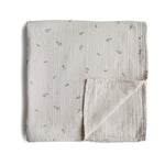 Mushie Organic Cotton Muslin Swaddle Blanket for Baby Cuddling and Nursing - 