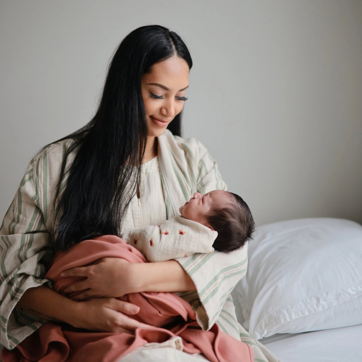 Mushie Organic Cotton Muslin Swaddle Blanket for Baby Cuddling and Nursing - 