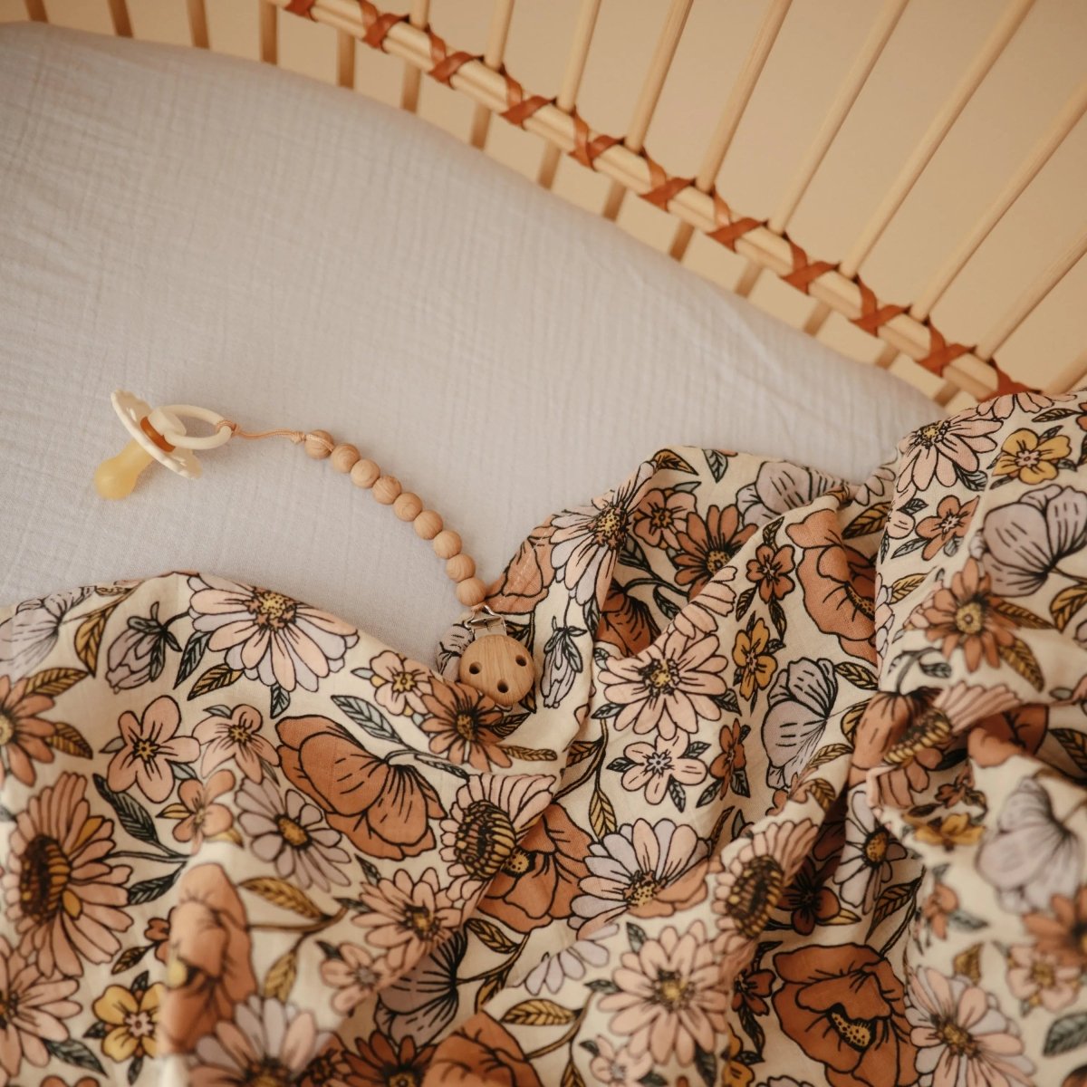 Mushie Organic Cotton Muslin Swaddle Blanket for Baby Cuddling and Nursing - 