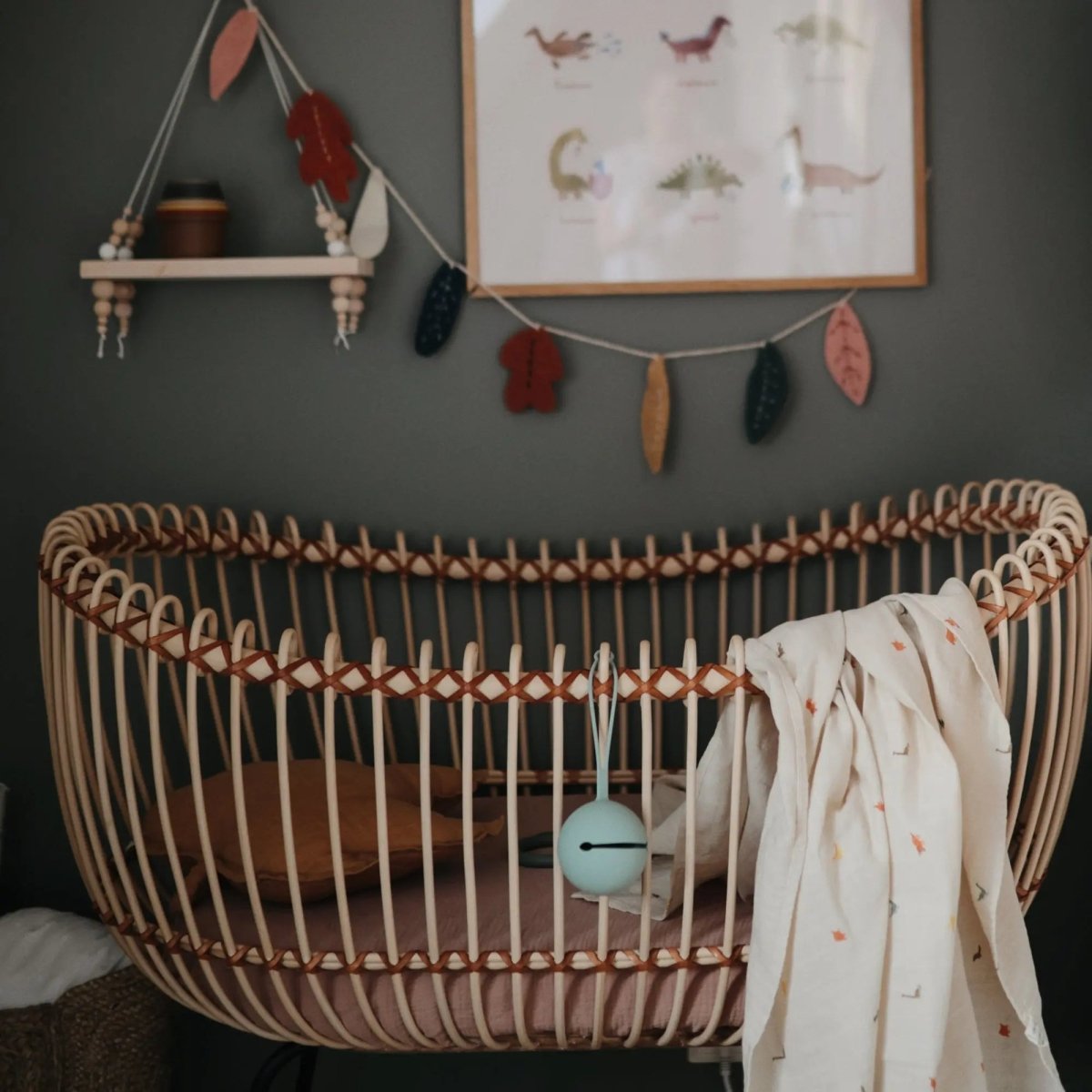 Mushie Organic Cotton Muslin Swaddle Blanket for Baby Cuddling and Nursing - 