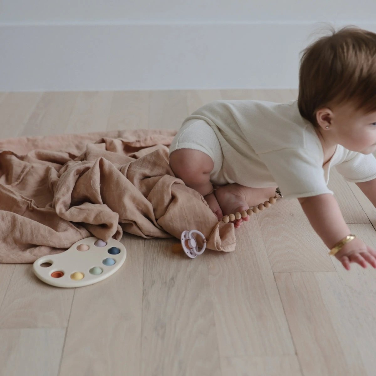 Mushie Organic Cotton Muslin Swaddle Blanket for Baby Cuddling and Nursing - 