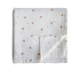 Mushie Organic Cotton Muslin Swaddle Blanket for Baby Cuddling and Nursing - 