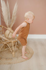 Little Joy Co. Organic Cotton Ribbed Sleeveless Romper With Henley Front - Everetts Place Boutique - 