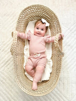 Harp Angel Boutique Organic Cotton Ruffle Ribbed Short Set with Stretch for Casual Women - 