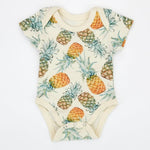 Earthy Organic Cotton Short Sleeve Baby Bodysuit, Aloha - 