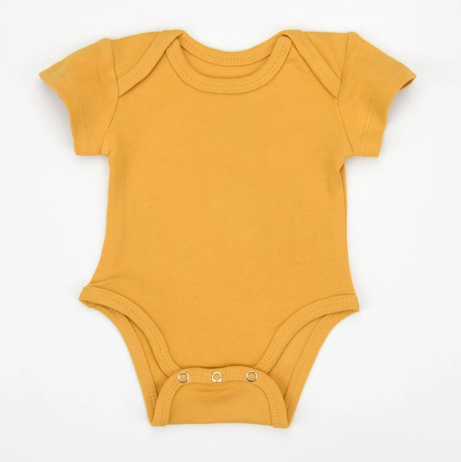 Earthy Organic Cotton Short Sleeve Baby Bodysuit, Butterscotch - 