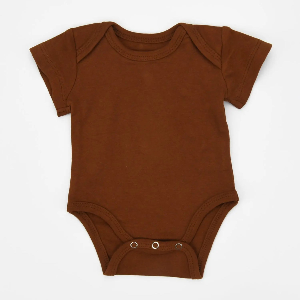 Earthy Organic Cotton Short Sleeve Baby Bodysuit, Chestnut - 
