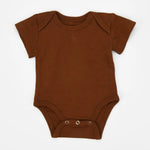 Earthy Organic Cotton Short Sleeve Baby Bodysuit, Chestnut - 