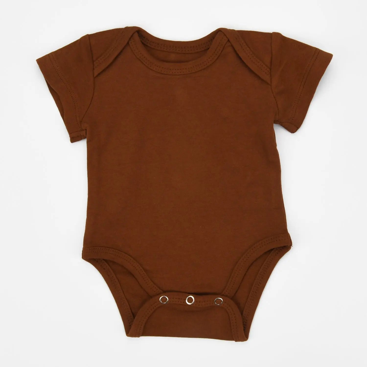 Earthy Organic Cotton Short Sleeve Baby Bodysuit, Chestnut - 