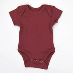Earthy Organic Cotton Short Sleeve Baby Bodysuit, Currant - 