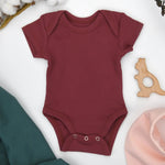 Earthy Organic Cotton Short Sleeve Baby Bodysuit, Currant - 