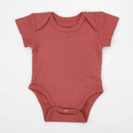 Earthy Organic Cotton Short Sleeve Baby Bodysuit, Dusty Rose - 