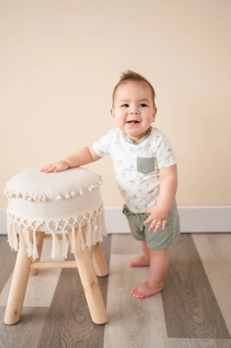Harp Angel Boutique Organic Cotton Short Sleeve Shirt with Palm Beach Design - 