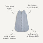 Organic Cotton Sleep Bag for Babies Lightweight Breathable Muslin Design with Two-Way Zipper Sleeveless Full Body Coverage -