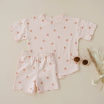 Little Joy Co. Organic Cotton Strawberry Print Shorts Set for Kids - Everetts Place Boutique - 