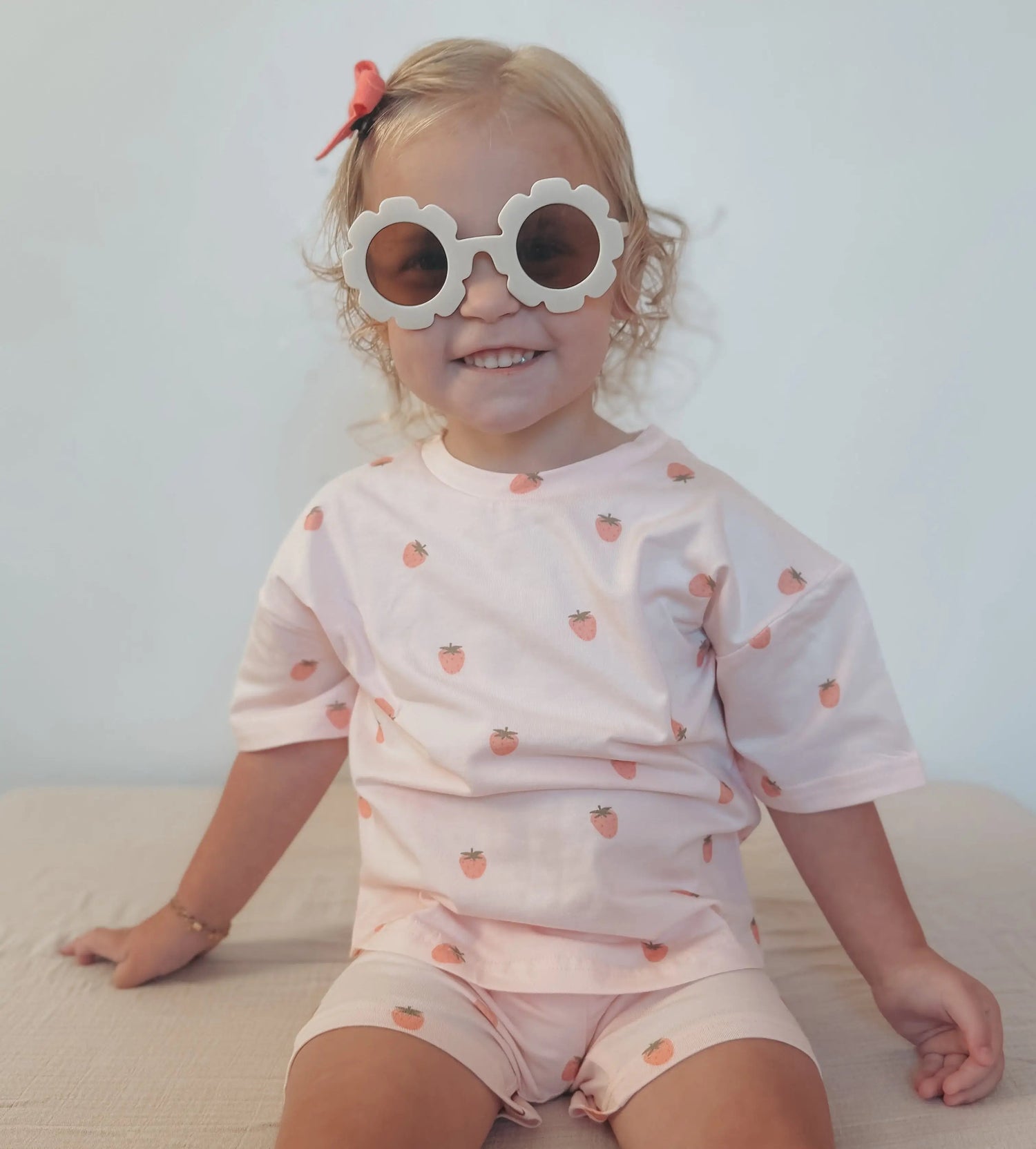 Little Joy Co. Organic Cotton Strawberry Print Shorts Set - 