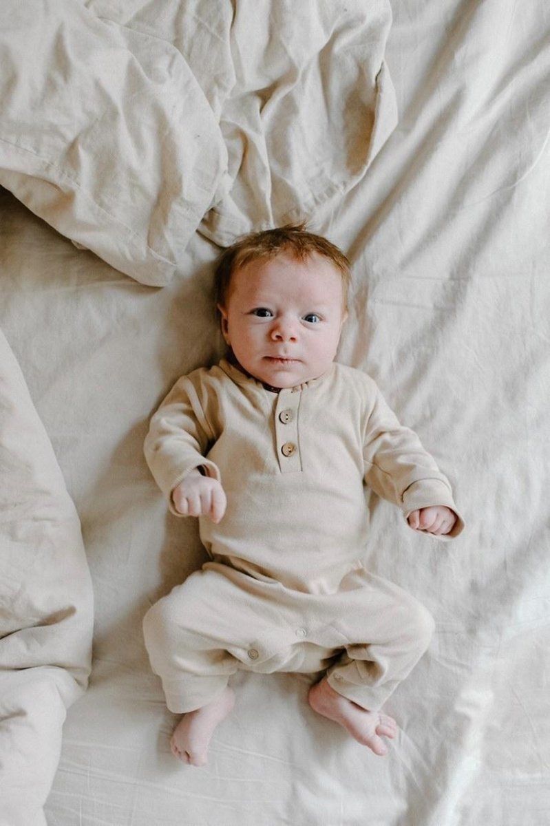 LUCY LUE ORGANICS Organic Coverall Romper | Fawn (6/12m + 12/18m only) - Everetts Place Boutique - 