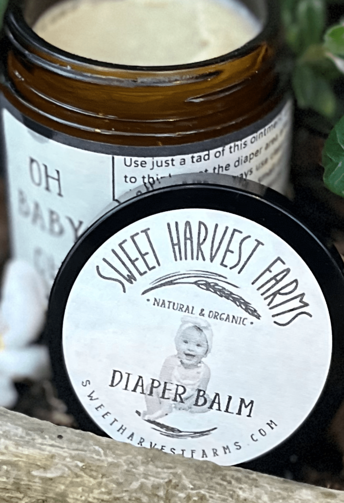 Jar of Oh Baby Oh organic diaper balm from Sweet Harvest Farms