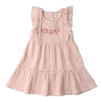 Makemake Organics Organic Embroidered Tiered Dress - Blush