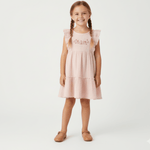 Organic Embroidered Tiered Dress - Blush - Dress, Day Dress, One-piece garment, Cocktail dress, Ruffle | Everetts Place