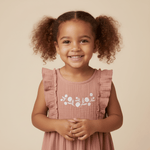 Makemake Organics Organic Embroidered Tiered Dress - Clay