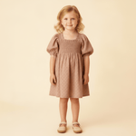Organic Eyelet Bubble Sleeve Dress - Clay Eyelet - Sleeve, Fashion, Dress, Textile, One-piece garment | Everetts Place