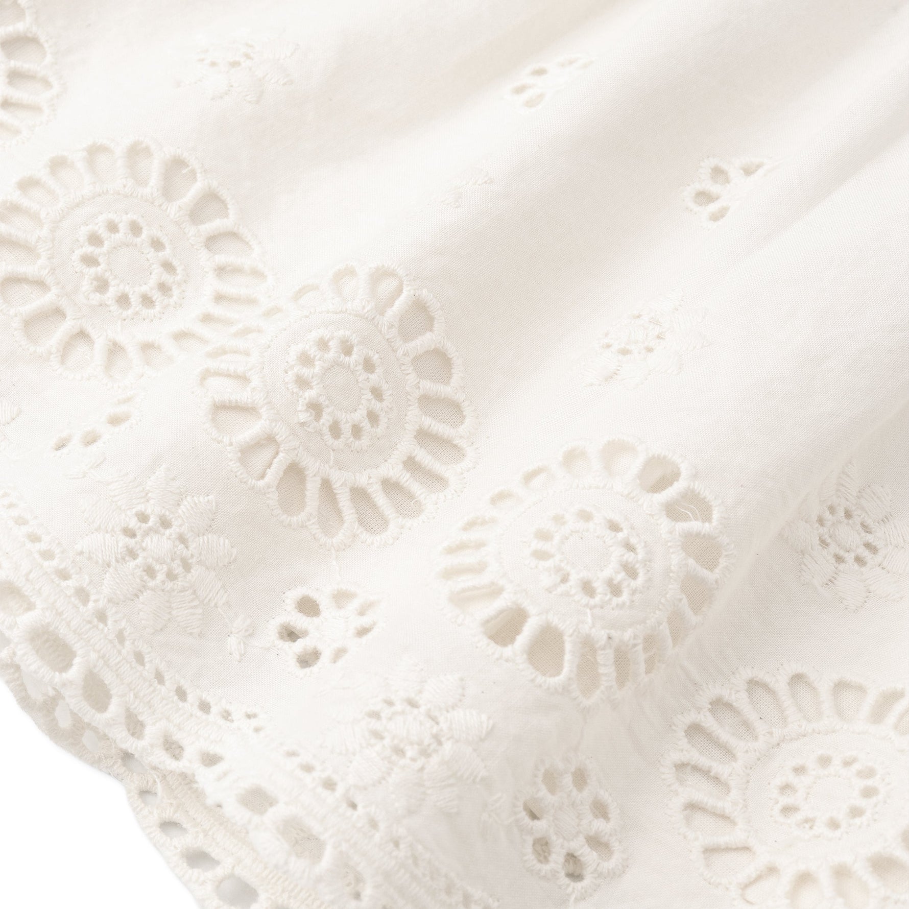 Makemake Organics Organic Eyelet Flutter Dress - Ivory Eyelet