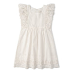 Makemake Organics Organic Eyelet Flutter Dress - Ivory Eyelet