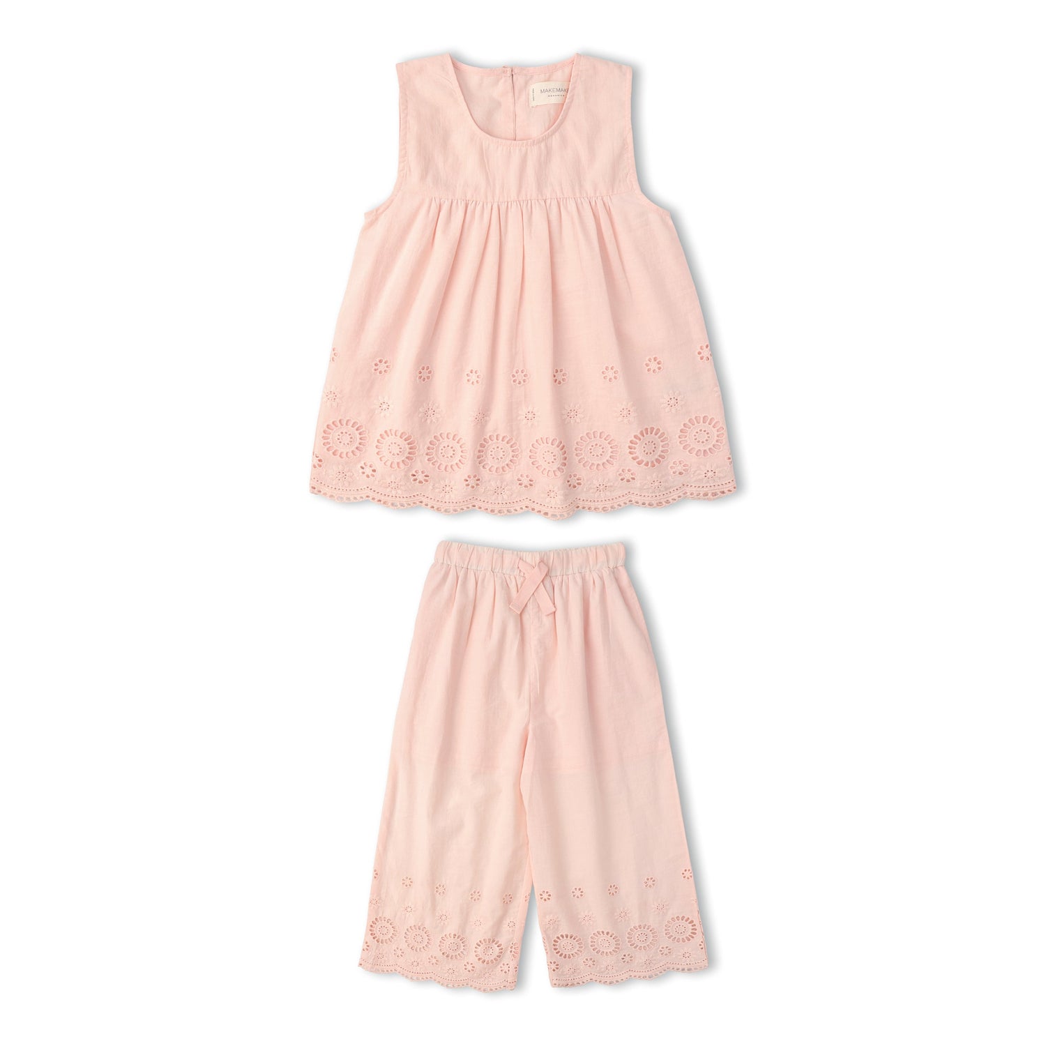Makemake Organics Organic Eyelet Top And Pant Set - Blush Eyelet