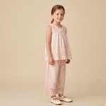 Organic Eyelet Top And Pant Set - Blush Eyelet - Pink, Waist, Child, Nightwear, One-piece garment | Everetts Place