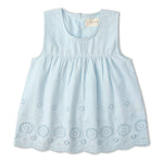 Makemake Organics Organic Eyelet Top And Pant Set - Light Blue Eyelet