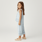 Makemake Organics Organic Eyelet Top And Pant Set - Light Blue Eyelet