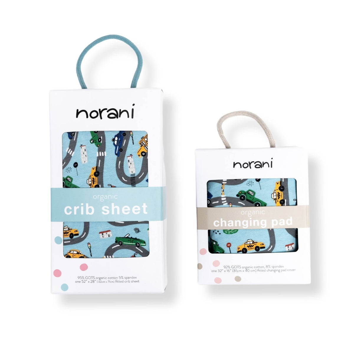 Norani Baby Organic Fitted Crib Sheet Cars GOTS Certified for Safe Sleep Comfort - 