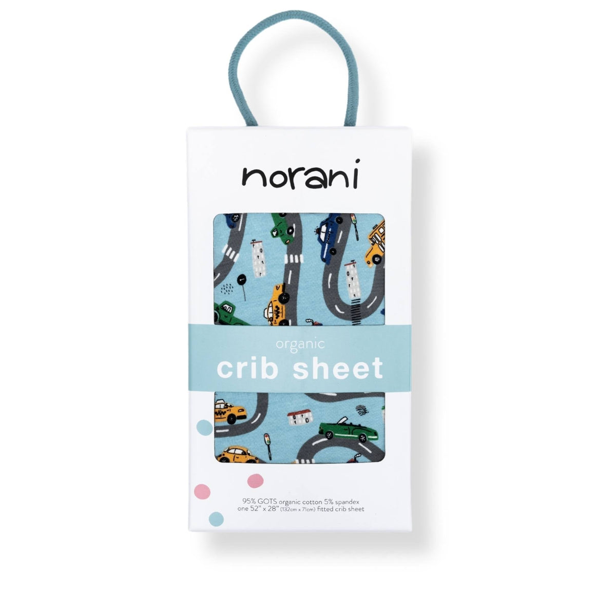 Norani Baby Organic Fitted Crib Sheet Cars GOTS Certified for Safe Sleep Comfort - 