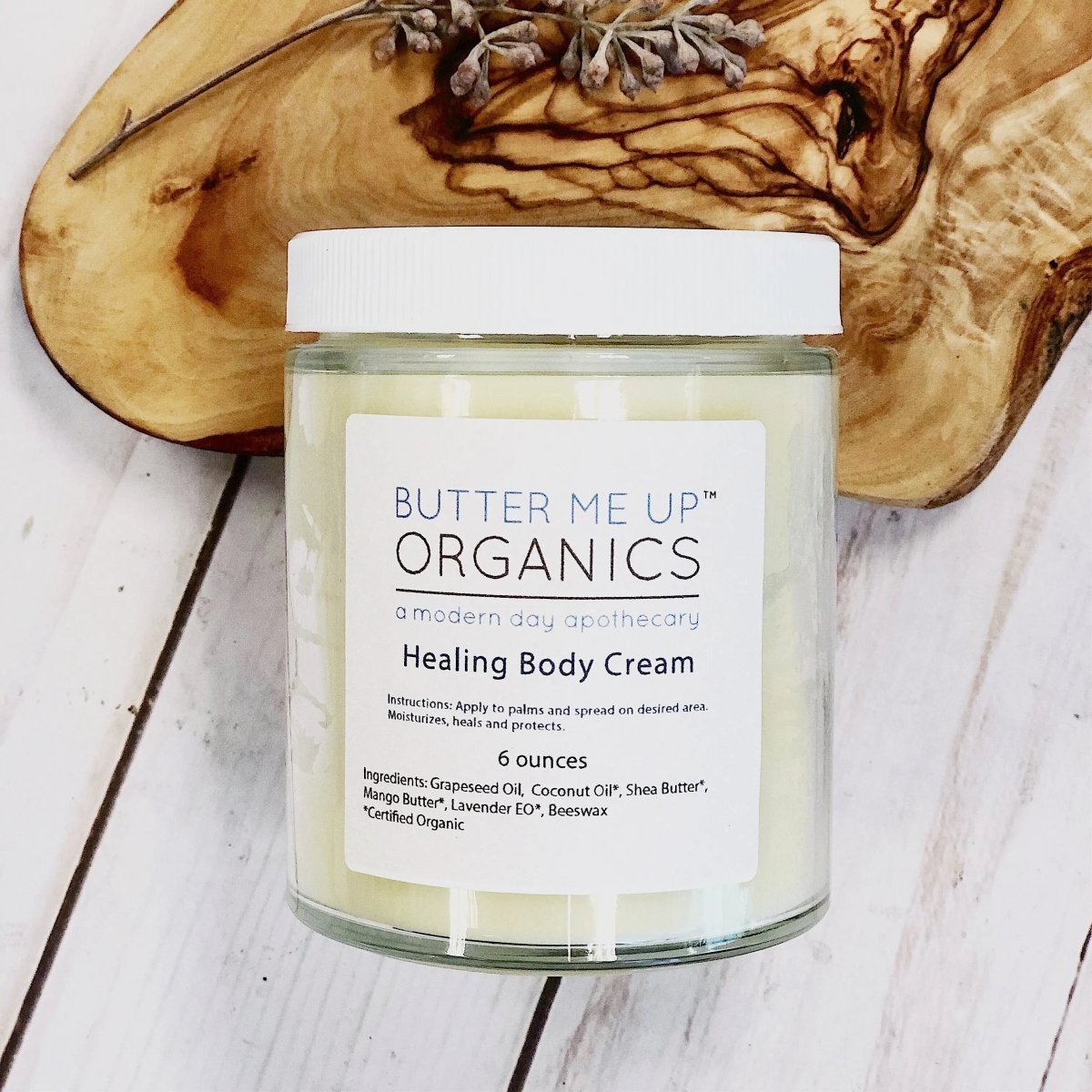 Butter Me Up Organics Organic Healing Body Cream with Deep Moisturizing Formula for Winter Skin - 