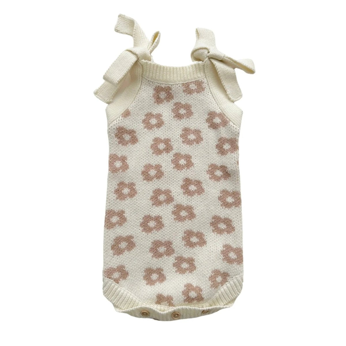 Harp Angel Boutique Organic Knit Romper with Daisy Design for Comfortable Infants - 