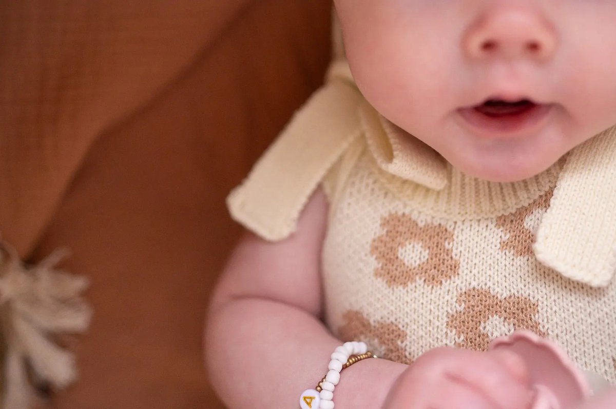 Harp Angel Boutique Organic Knit Romper with Daisy Design for Comfortable Infants - 