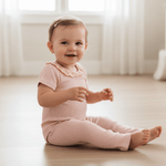 Organic Lace Collar Onesie & Tights Set - Blush - Baby & Toddler Clothing, Child, Smile, Pink, Happiness | Everetts Place