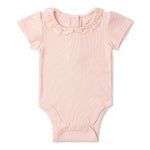 Makemake Organics Organic Lace Collar Onesie & Tights Set - Blush