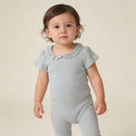 Makemake Organics Organic Lace Collar Onesie & Tights Set - Fog