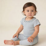 Organic Lace Collar Onesie & Tights Set - Fog - Baby & Toddler Clothing, Child, Foot, Child model, Embellishment | Everetts Place