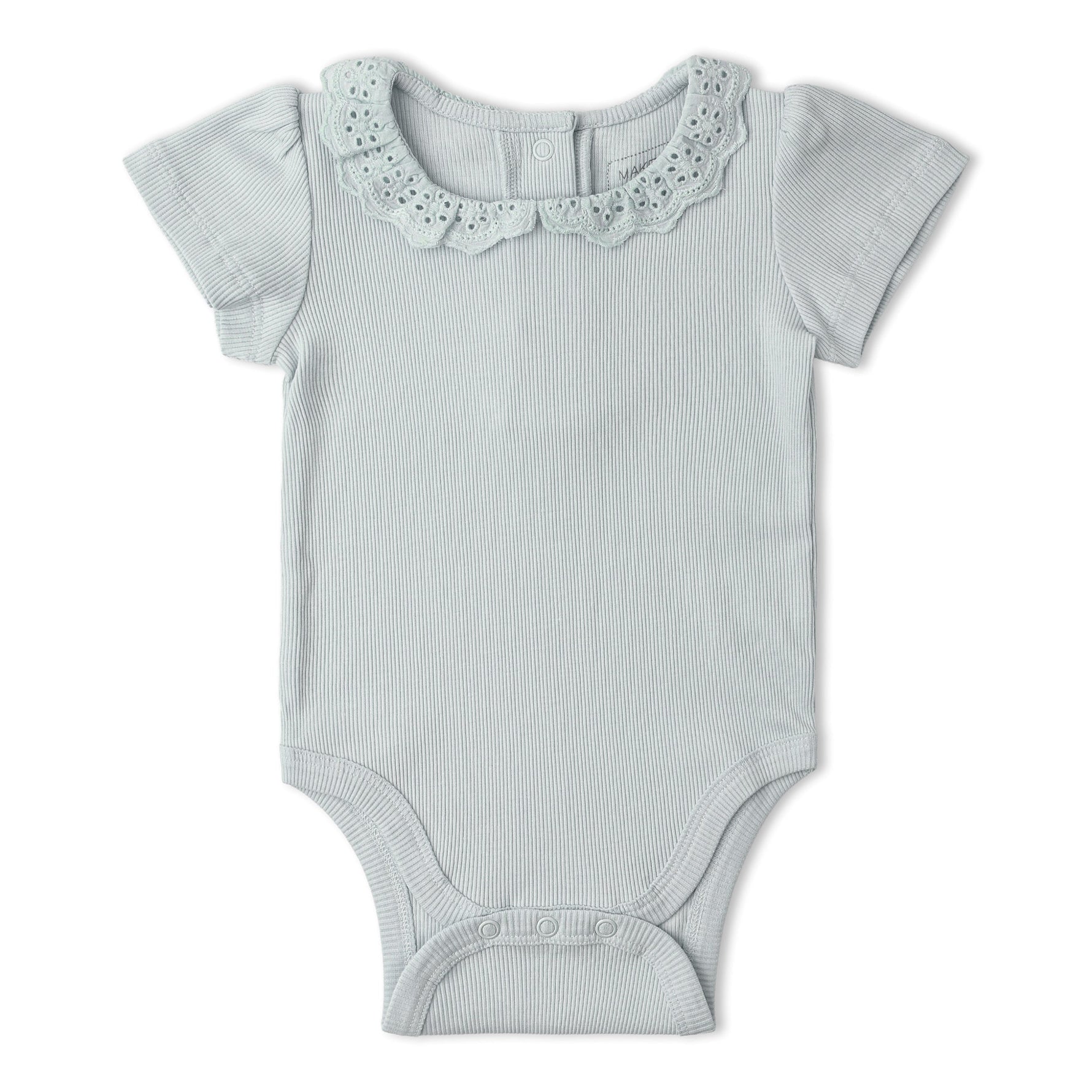 Makemake Organics Organic Lace Collar Onesie & Tights Set - Fog